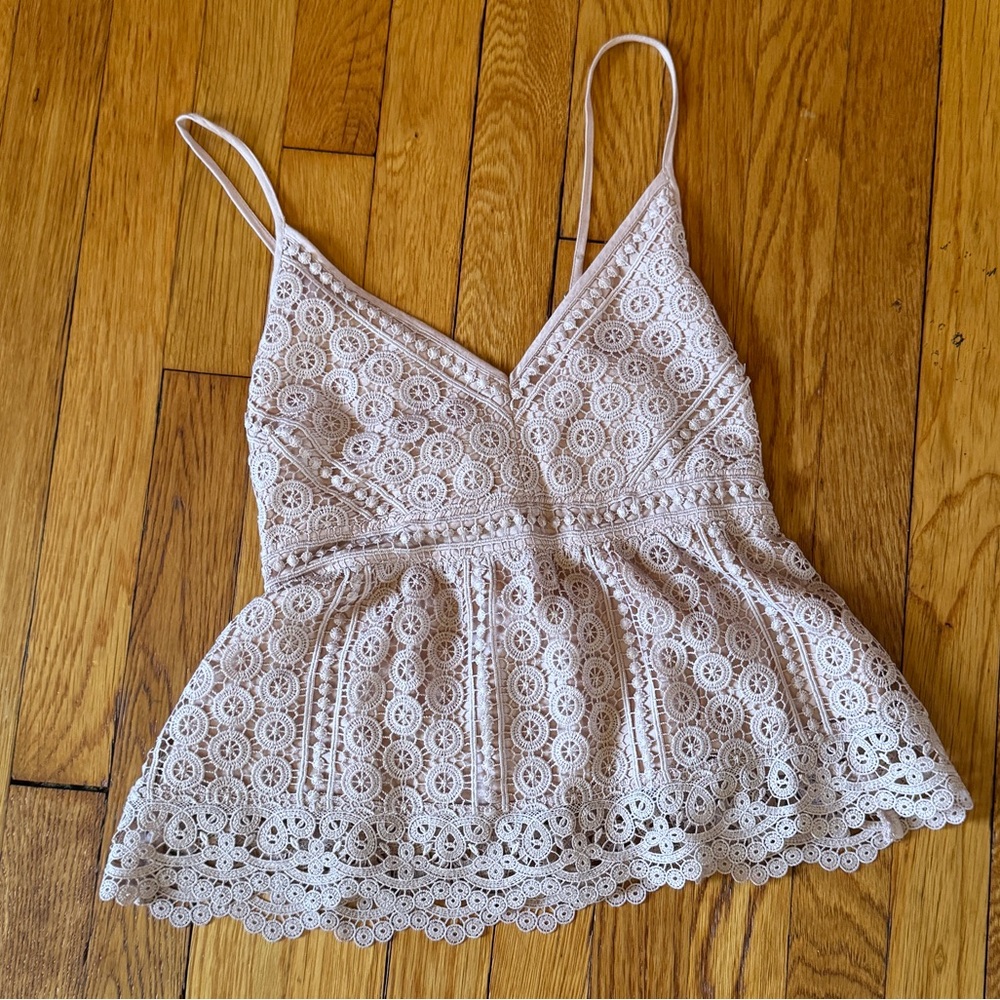 Abercrombie Pink Lace Peplum Cami